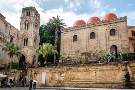 Palermo, Italy - May 18, 2023: Church of San Cataldo and the church of Santa Maria dell'Amiraglio located in Palermoのeditorial素材