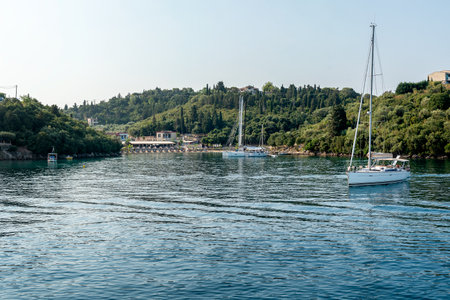 Syvota, Greece - August 20, 2023. Syvota Greece, summer vacation destination in Epirus Ionian coastの写真素材