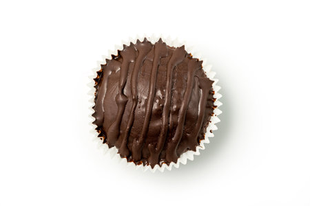 Chocolate muffin isolated on white background. Top view.の写真素材