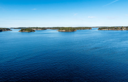 Panoramic view of the islands in the archipelago of Stockholm. Sweden. Water landscapeの写真素材