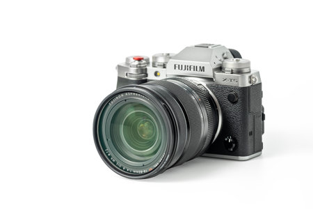 Belgrade, Serbia - November 01, 2024. Fujifilm X-T5 mirrorless camera with Fujinon XF 16-80mm f/4 R...