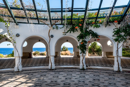 The beautiful buildings at Kalithea Springs constructed in the 1930s, Rhodes Island, Greece, Europe. Kallithea Therms, Kallithea Springs located at the bay of Kallithea on Rhodes iの写真素材