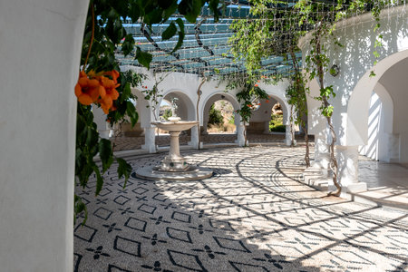 The beautiful buildings at Kalithea Springs constructed in the 1930s, Rhodes Island, Greece, Europe. Kallithea Therms, Kallithea Springs located at the bay of Kallithea on Rhodes iの写真素材