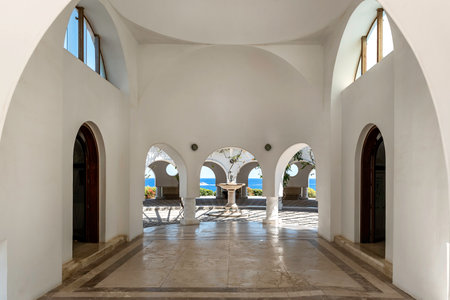 The beautiful buildings at Kallithea Springs constructed in the 1930s, Rhodes Island, Greece, Europe. Kallithea Therms, Kallithea Springs located at the bay of Kallithea on Rhodesの写真素材