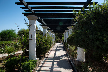 Way with pergola to Dome in Kallithea (Rhodes, Greece)の写真素材