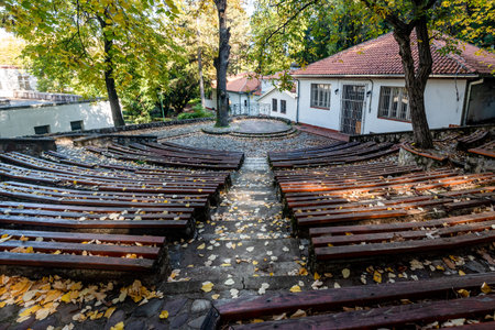 Small outdoors Amphitheater in Niska Banja, spa resort in Serbiaの写真素材