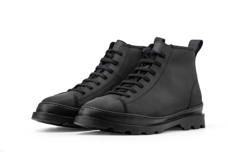 Men's leather ankle boots. Isolated on a white background with clipping path includedの写真素材