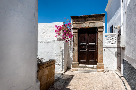 Beautiful medieval architecture of Lindos town in Rhodes, Greece.の写真素材
