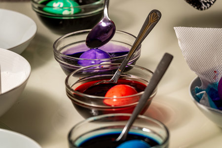 Coloring Easter Eggs. Preparation and dying Easter eggs