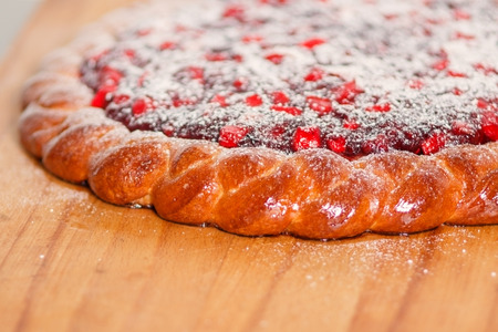 cake dusted with powdered berry mixの写真素材