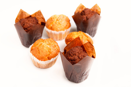 Curd cake and chocolate cakeの写真素材