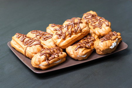 Eclairs with whipped creamの写真素材