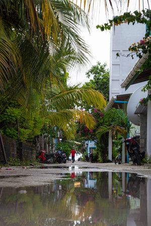 Street in Maldives.の写真素材