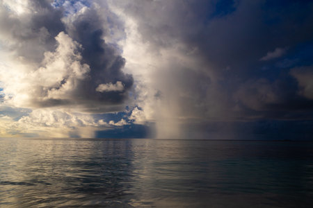 Dramatic stormy sky over the sea in the tropicsの写真素材