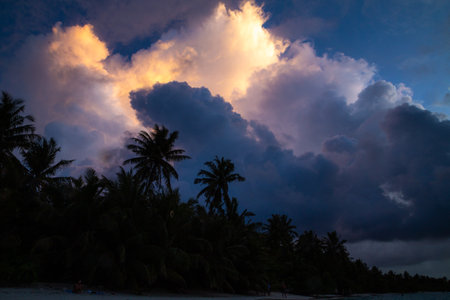 Cloudscape, Colored Clouds at Sunset near the Oceanの写真素材