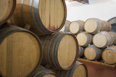 New barrels for aging wineの写真素材