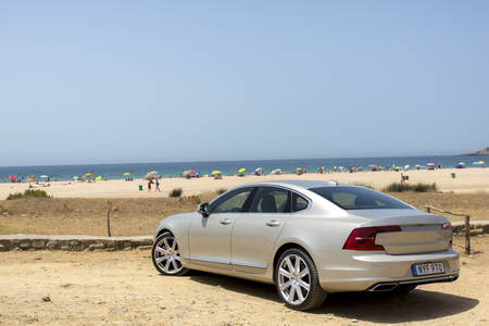 Spain, Campamento June 16 2016 Volvo S90 TEST DRIVE on beachのeditorial素材