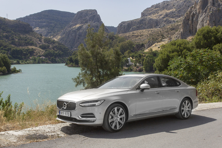 Spain, Campamento June 16 2016 Volvo S90 on the mountainside TEST DRIVEのeditorial素材
