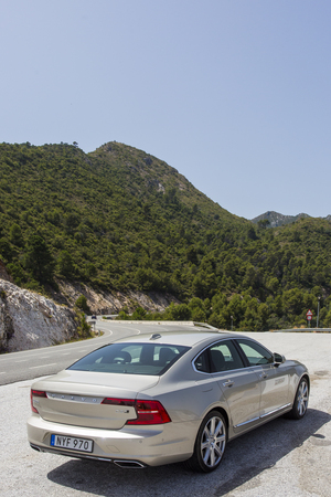Spain, Campamento June 16 2016 Volvo S90 on the mountainside TEST DRIVEのeditorial素材