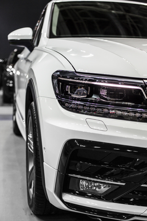 headlight of modern sport SUV car with led and xenon opticsの写真素材
