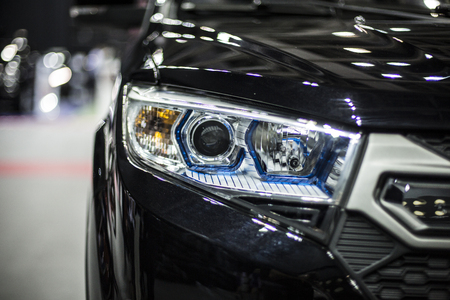 headlight of modern sedan car with led and xenon opticsの写真素材