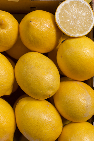 fresh yellow lemon abstract fruit colorful pattern texture backgroundの写真素材