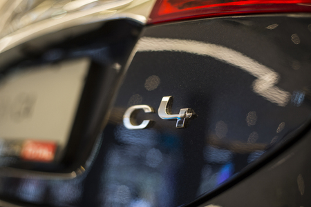 France, Paris August 1, 2018 Citroen logo on trunk of Citroen c4のeditorial素材