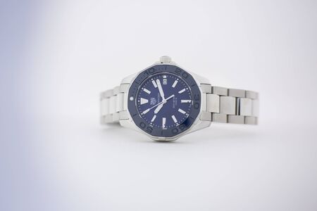 Chaux-de-Fonds, Switzerland, August 21 2019 - The close up of Tag Heuer Grand Carrera watch, a...