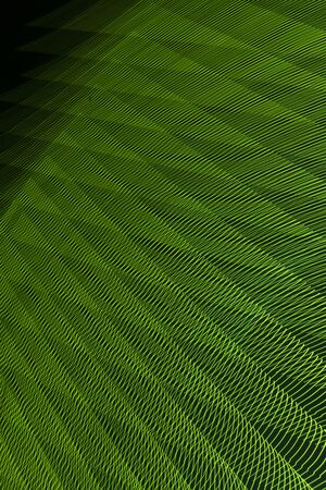 abstract long exposure blurred light lines black and green background. Geometric shapesの写真素材