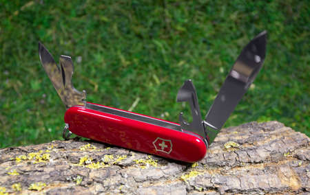 Ibach, Switzerland 02.02.2020 - opened Swiss Army knife Victorinox
