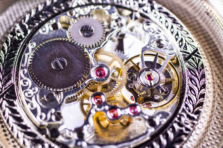 Le Locle, Switzerland 15.01.2020 - Tissot stainless steel case, swiss quartz mechanical watch open watch mechanism isolated watch swiss made manufactureのeditorial素材