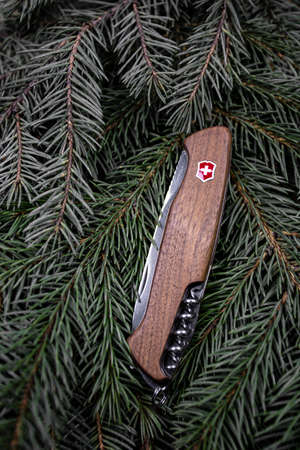 Ibach, Switzerland 02.02.2020 - Closed Victorinox Swiss Army knife multitoolのeditorial素材