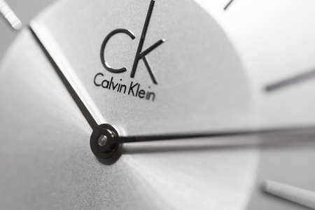 Biel, Switzerland 31.03.2020 - The closeup of CALVIN KLEIN man swiss quartz watch swiss made manufacture macroのeditorial素材
