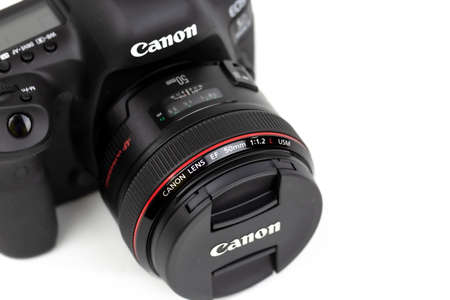 Tokyo, Japan 22.04.2020: DSLR camera Canon Mark 5D IV with Canon EF-50mm 1.2 USMのeditorial素材