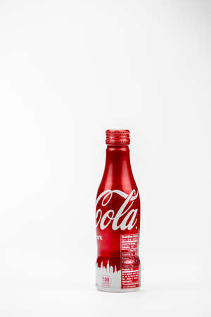 New York, USA 11.01.2020 Coca-Cola aluminum recyclable bottle isolated limited editionのeditorial素材