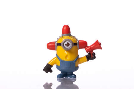 LA, CA, USA Sep 1, 2020: Toy Minion Carl from Despicable Me 2 movie isolated on white background....