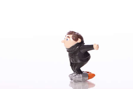LA, CA, USA Sep 1, 2020: Toy Felonious Gru character from Despicable Me movie isolated on white background copy space. plastic toy Felonious Gru from McDonalds happy meal.のeditorial素材