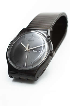 Rome, Italy 07.10.2020 - Swatch fashion swiss made quartz watch isolated on white background....
