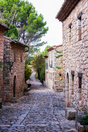 Siurana, Tarragona, Spain, May 1, 2020 - Narrow street in Siurana. picturesque medieval old town. most photogenic place. Catalan History of Middle Ages. UNESCO heritage. Welcome to Catalonia conceptのeditorial素材