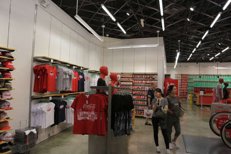 Las Vegas, NV, USA, 2.09.2020 - tourists at Coca-Cola Store and shop on Strip interior. most emblematic beverage brand in world store on famous street.のeditorial素材