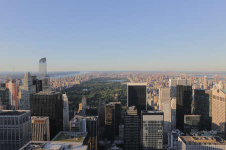 New York City, NY, USA 2.09.2020 - Central Park and skyscrapers of Manhattan iconic view from Top of the Rock, Rockefeller Center.のeditorial素材
