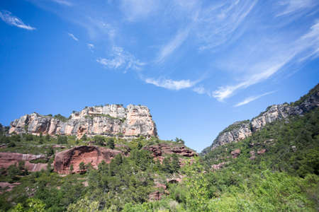 Siurana, Tarragona, Spain, May 1, 2020 - View of Priorat Mountains. Catalan History of Middle Ages. UNESCO heritage. Cornudella de Montsant, Beautiful travel destination.のeditorial素材