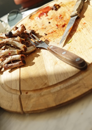 The meat leavings in caffeの写真素材