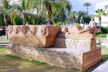 Cairo Museum of Egyptology and Antiquities. Exhibits in front of the museum.の写真素材