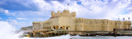 Kite-Bey Fortress built on the ruins of the Alexandria lighthouse. Alexandria, Egyptの写真素材