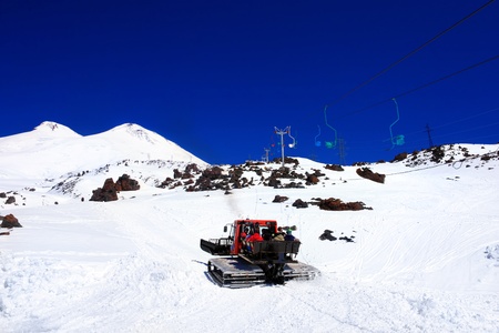 Beautiful view of mountaint Elbrus, - highest peak of Europeの写真素材