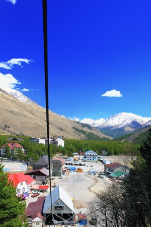 Wonderful view of the cableway in the mountains. Elbrus の写真素材