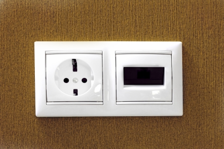The electric and phone  socketsの写真素材