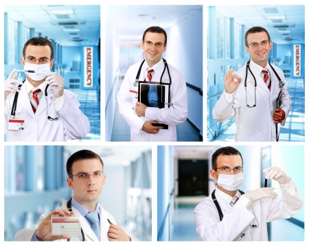 Set  collage  of young  doctor   in Hospital  の写真素材