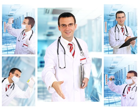 Set  collage  of young  doctor   in Hospital  の写真素材